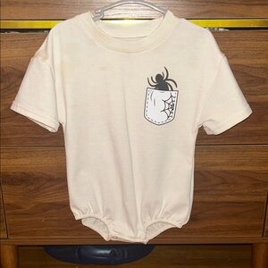 “Bowman” Cream Baby Romper with Spider Pocket Graphic